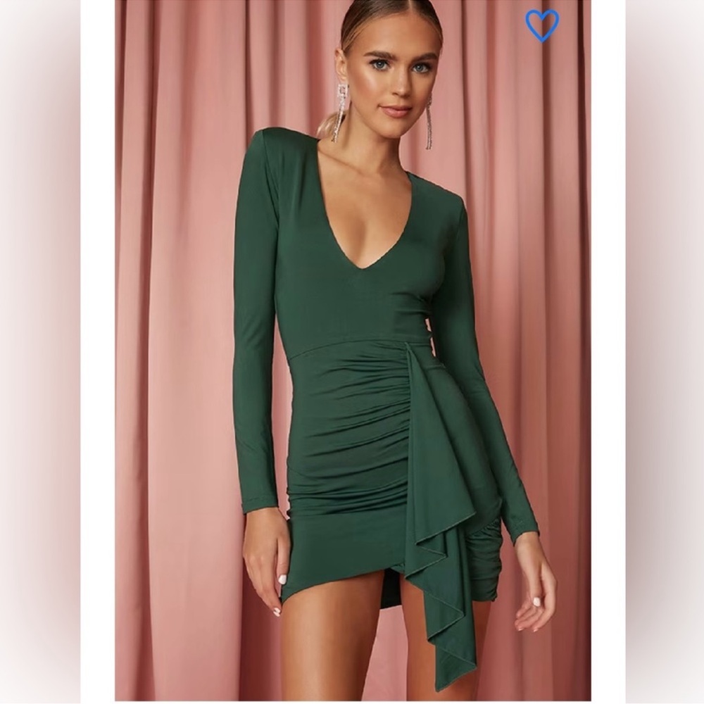 Superdown Deep Green Long Sleeve Dress